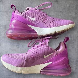 Nike Air Max 270 Amethyst/Pink Blast Mesh Running Shoes Girls size 4